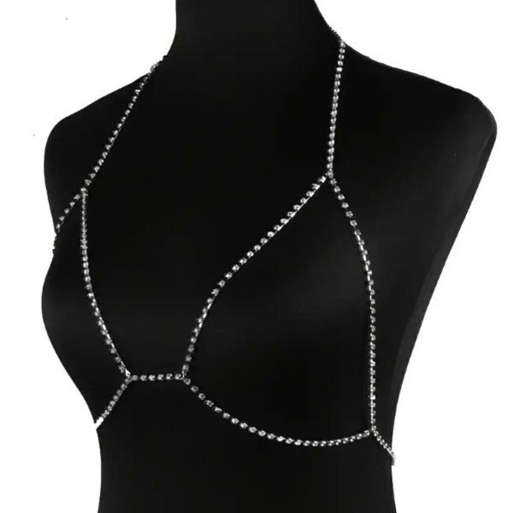 Diamond Silver Body Chest Chain - Picture 2 of 5